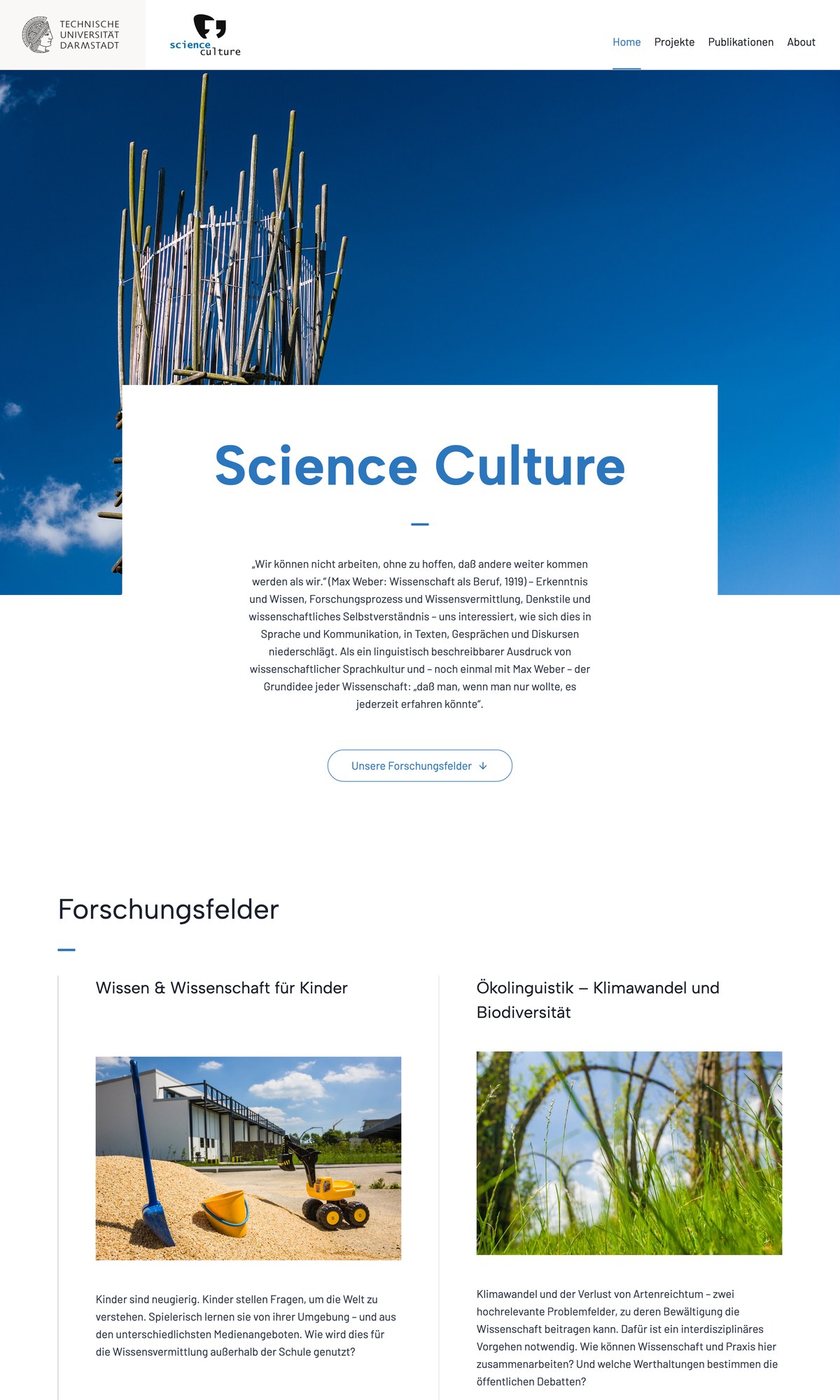 Science Culture – TU Darmstadt – Vier Forschungsprojekte, ein Unterbau